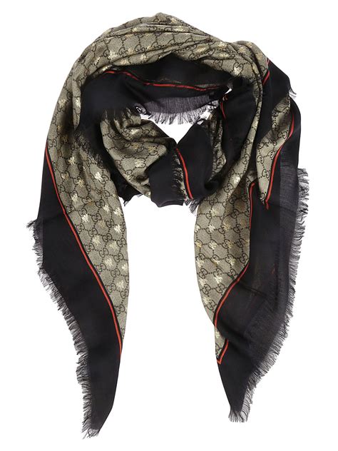 gucci wool scarf with bees and stars|Gucci wraps for women.